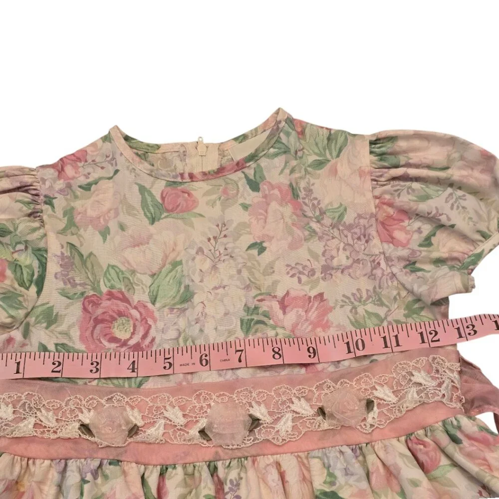 Girls Vintage RARE EDITIONS Short Sleeve Floral Dress sz 6/8